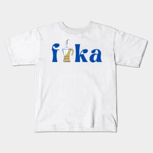 Fika swedish coffee kettle design work Kids T-Shirt